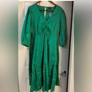 TORRID Midi Poplin Tiered Jelly Bean Green Dress Size 2x